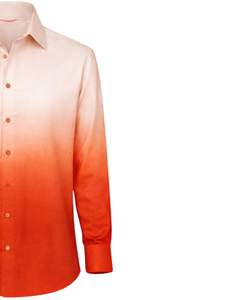 Chemise Formelle Homme Ombrée Pêche Orange en Coton Premium à Manches Longues Boutonnée – Tenue Décontractée Chic – Fabricant OEM Personnalisé – Vente en Gros - Product Image 4