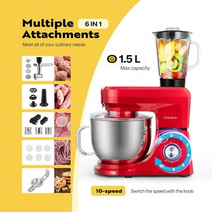 6-in-1 Multifunction Stand Mixer with 8.5 Quart Bowl, <b>Meat</b> <b>Grinder</b> & Vegetable Slicer - Product Image 3