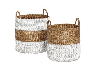 Panier en jacinthe d'eau naturelle écologique, fabriqué à la main au Vietnam, panier de rangement décoratif, prêt à offrir, durable - Product Image 3