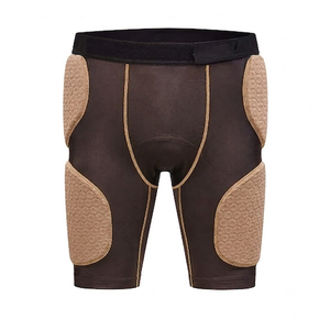 Shorts de football américain pour adultes de qualité supérieure, marron clair, rembourrés et compressifs, équipement anti-chocs durable pour une sécurité maximale, pour les athlètes. - Product Image 1