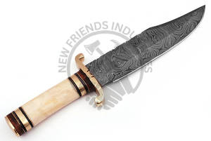 Nouvelle édition personnalisable de couteau Bowie en acier Damas de 14 pouces, couteau de chasse d'extérieur avec manche en os, meilleur couteau à lame fixe de collection - Product Image 4