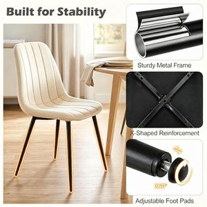 Ensemble de 4 chaises de salle à manger rembourrées de style moderne du milieu du siècle, avec assise incurvée en mousse haute résilience et structure robuste en métal en forme de X - Product Image 2