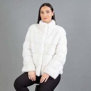 White Faux Fur <b>Hooded</b> Full Sleeve Batwing Sleeve Thick Warm Winter <b>Coat</b> Solid Color Pullover Outerwear 100% <b>Wool</b> Women's - Product Image 3
