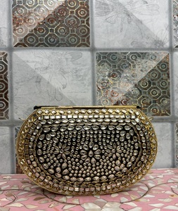 Bolsos de Resina de Piedra y Bolsos de Mano de Resina Kundan, Bolsos de Hombro de Diseño para Mujer, Verde Mármol, por f s international - Product Image 1