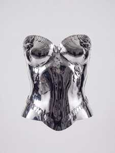 Silver Plated Stainless Steel Armor Corset With Winged Shoulder Detail Fashion Art Wear - Product Image 2