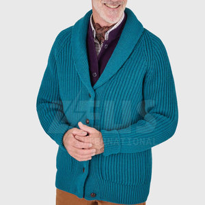 Cardigan classique pour homme en mélange de coton et de laine, manches longues, tricot côtelé, boutons sur le devant, tissu doux, coupe classique, pour l'automne et l'hiver - Product Image 4