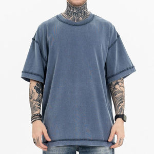 Camiseta de Manga Corta para Hombre, Color Negro Sólido, Cuello Redondo, Estilo Vintage, Diseño Sencillo, 100% Algodón Jersey, 280g - Product Image 6