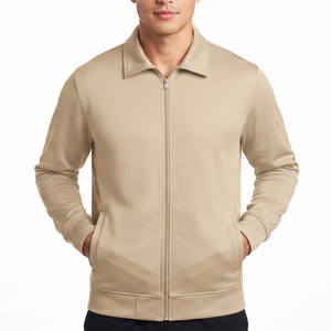 Manufacture Training Fleece Jacket Men Turn Down Collar Track <b>Zipper</b> Jackets Men's 100% Polyester Sports Training Jackets Men - Product Image 1