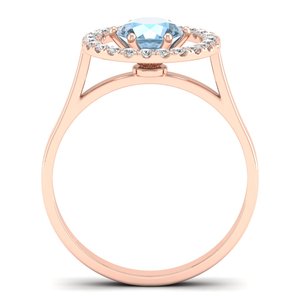 Bague REYES de luxe en or rose 14 carats avec pierre précieuse aigue-marine pour femme, design tendance, bijou de fiançailles ou de mariage en moissanite - Product Image 4