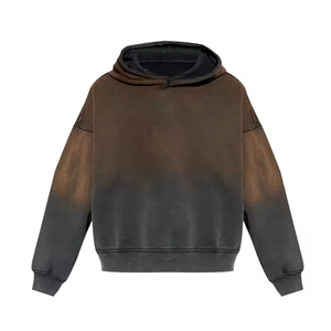 Sweat à capuche streetwear personnalisé pour homme 2026, confortable, délavé à l'acide, coupe ample, brodé de strass, pour l'hiver, motif uni - Product Image 5