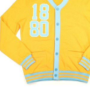 Cardigan personnalisé pour femme, col rond, manches longues, style preppy, motif floral, logo lettre sur le devant, poches, en polyester tricoté, pour l'hiver - Product Image 6