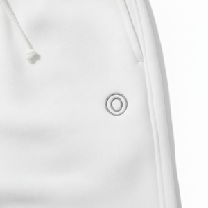 Men's <b>White</b> Cotton Sweatpants High Elastic Drawstring Casual <b>Joggers</b> Side Pockets Lightweight Straight Leg Winter Embroidered - Product Image 2