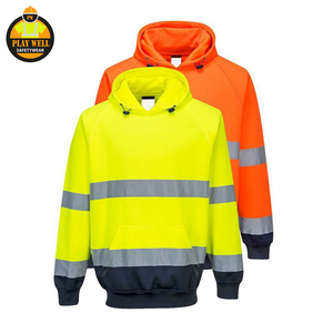 Ventes en gros de sweats à capuche de travail personnalisés avec logo, pour l'hiver, haute visibilité, réfléchissants, fluorescents, avec réflecteurs de sécurité - Product Image 3