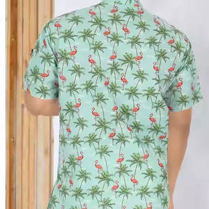 <b>Men's</b> Quick Dry Beach Wear <b>Shirt</b> with Button Short Sleeves Custom Logo Design <b>Satin</b> Polyester Breathable Sublimation Print - Product Image 6