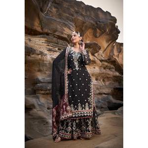 Haut et bas de créateur avec Dupatta pour fête Taille XL - Product Image 4