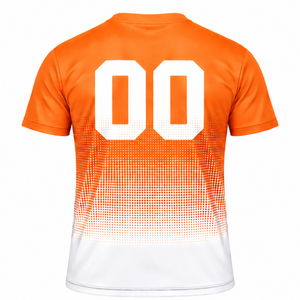 Bright Orange and <b>White</b> Gradient Sublimation T <b>Shirt</b> <b>Men</b> <b>Short</b> <b>Sleeve</b> Crew Neck Custom Printed Sports Training Performance - Product Image 2