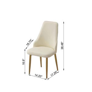 Set di 2 sedie da pranzo in pelle PU bianca con robuste gambe in metallo - Product Image 3