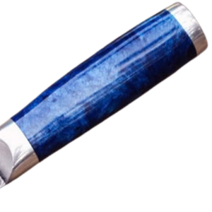 Cuchillo de Caza Premium de Acero Damasco Plateado con Mango de Resina Azul, Hoja Fija, Cuchillo Utilitario para Supervivencia y Camping al Aire Libre - Product Image 2