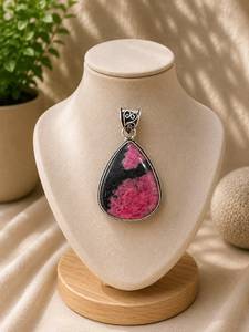 Amuletos de Plata de Estilo Bohemio con Rodonita Negra Hechos a Mano, Joyería de Compromiso para Mujer, Calidad AAA - Product Image 2
