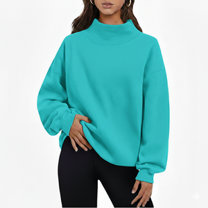 Sweat-shirt réversible pour femme en molleton 100% coton de haute qualité, coupe oversize, col montant, style universitaire, personnalisable avec logo OEM, idéal pour le Pilates et le yoga - Product Image 5