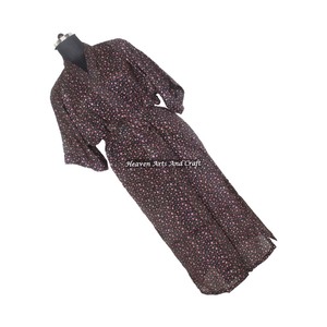 KL015 Bata de noche, vestido largo y albornoz de seda vintage hechos a mano, estilo bohemio indio, con estampado floral, étnico, para playa y verano, al por mayor - Product Image 1