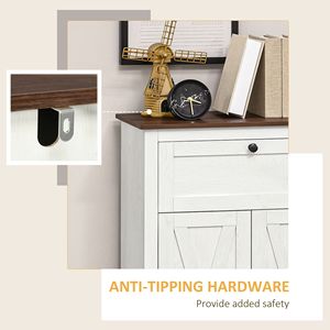 Credenza Bianca Stile Fattoria 23.5"x11.75"x34.5" con Ante e Cassetti per Cucina, Soggiorno, Bar Domestico in Truciolato - Product Image 6