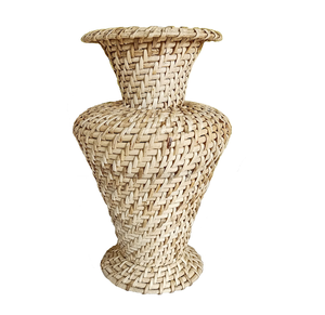 Vase en verre tissé à rayures contrastées noires, qui apporte un caractère côtier chic aux tables, disponible à prix de gros. - Product Image 2
