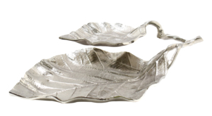Plat et plateau en métal en forme de feuille pour la maison, mariage et événements, assiette à fruits en métal pur, finition nickel - Product Image 6