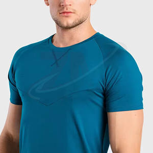 Camisetas casuales de color azul para hombre, unisex, 100% algodón, lisas, de verano, con cuello redondo, de color sólido, al por mayor, camisetas para hombre con logo personalizado - Product Image 5