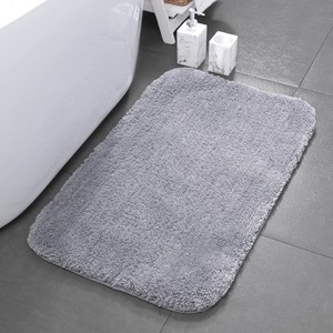 Minimalist Rectangle Bath Mat Solid Color Microfiber With Rubber Backing Absorbent For Bathroom Floor - Product Image 1