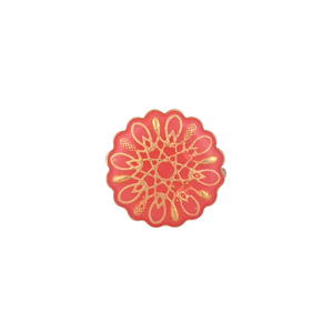 Premium Gold Plated Coral Enamel <b>Adjustable</b> Finger <b>Ring</b> for Women Round Floral Statement Designer Jewelry Gift - Product Image 2