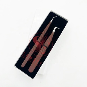 Pince à épiler d'extension de cils en fibre de vrac de haute qualité professionnelle durable de couleur mate marron foncé marque privée personnalisée en acier inoxydable - Product Image 3