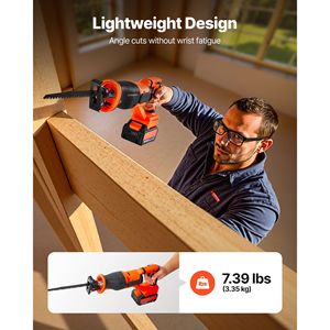 เลื่อยลูกสูบไร้สาย 20 โวลต์ 3000 SPM ความเร็วแปรผัน ระยะชัก 1 นิ้ว พร้อมแบตเตอรี่และที่ชาร์จ - Product Image 3