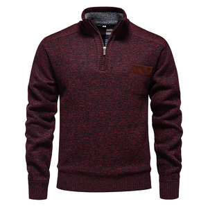 <b>Men's</b> 100% wool knitted <b>sweater</b>, half <b>turtleneck</b> with zipper, winter casual <b>sweater</b> pullover, customizable - Product Image 1