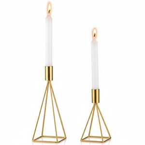 Wholesale Elegant Antique <b>Brass</b> Finish Metal Candle Holders Set Of 4 <b>Candlesticks</b> With Square Base For Home And Wedding Decor - Product Image 6