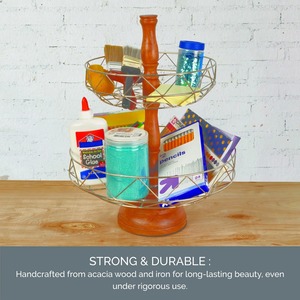 Wooden Stand And Metal Basket For <b>Fruit</b> <b>Storage</b> Multipurpose Household <b>Storage</b> Easy To Clean And Maintain Wholesale From india - Product Image 5