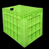 Caisse de stockage industrielle en plastique vert durable, perforée, empilable et emboîtable, pour tomates, produits et entrepôt