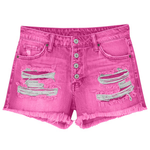 Jeans de mujer de cintura alta, rasgados, casuales, de pierna recta, con dobladillo deshilachado, cierre de botones delantero, con bolsillos, para verano y playa, de Bangladesh - Product Image 3