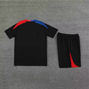 Conjunto Cortavientos Color Block para Hombre, Chaqueta con Capucha de Secado Rápido y Pantalones Cortos, Atuendo Deportivo de Verano, Material Ligero de Poliéster - Product Image 1
