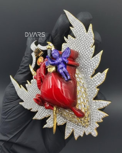 จี้เพชรรูปหัวใจ DVARS ประดับเพชรเต็มตัว พร้อมปีกและนางฟ้าสีม่วง ชุบทองแบบฮิปฮอป งานสั่งทำพิเศษสำหรับแร็ปเปอร์ - Product Image 2