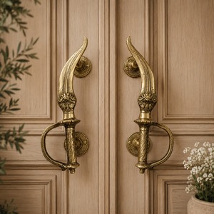 SHUBHAM Tirador de Puerta Decorativo de Latón Tallado Vintage, Perilla para Muebles, Ideal para Inauguración de Casa, Herraje para Puertas de Armarios y Gabinetes Exteriores - Product Image 4