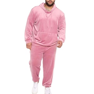 2025 New Custom Men's <b>Velour</b> Jogging Sweatsuit Plain Two-Piece Set Embroidered <b>Hoodie</b> and Sweatpants for Winter - Product Image 2