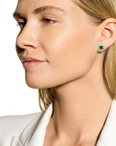 Emerald & Diamond Stud Earrings 14K Solid Gold IGI Certified Lab Grown Wedding Gift Party - Product Image 5