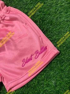 Conjunto Deportivo de 3 Piezas para Mujer, Marca Daily Dose, Color Rosa, Felpa, Poliéster Elástico, Pantalones Cortos, Corte Regular, Estampado de Letras, para Todas las Temporadas - Product Image 2