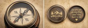 Retro Nautical Brass <b>Compass</b> with Engraved Leather Case Pointer Dial for Outdoor Hiking Adventure Portable Pocket Style - Product Image 4