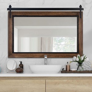 Wholesale Teak Wood Wall <b>Mirror</b> with Metal Accents - Product Image 2
