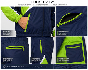 Conjunto Cortavientos Ligero, Chaqueta Impermeable con Capucha y Pantalones Deportivos para Deportes al Aire Libre - Product Image 5