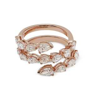 Anillo de Eternidad con Diamantes en Forma de Pera en Oro Rosa, Anillo de Compromiso Clásico para Mujer - Product Image 1
