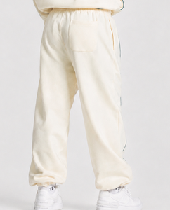 Kid Girl's Custom Pearl <b>White</b> Contrastline <b>Jogger</b> Casual Oversized Breathable Sweatpants Premium Fleece Girl's Wide Leg Trousers - Product Image 2