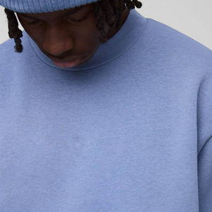 Sudadera de Hombre Oversize de Algodón Mezclado Personalizada, Transpirable, de Alta Calidad, Azul Polvoriento, con Cuello Extendido y Corte Holgado - Product Image 6